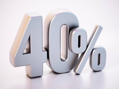 Yüzde 40 kelime yumuşak yansıması ile beyaz yüzey üzerinde duran. 3d illüstrasyon