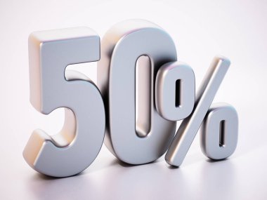 Yüzde 50 kelime yumuşak yansıması ile beyaz yüzey üzerinde duran. 3d illüstrasyon