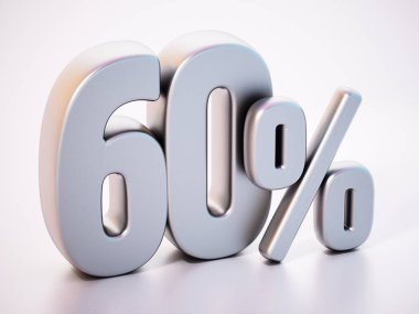 Yüzde 60 kelime yumuşak yansıması ile beyaz yüzey üzerinde duran. 3d illüstrasyon