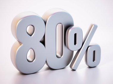 Yüzde 80 kelime yumuşak yansıması ile beyaz yüzey üzerinde duran. 3d illüstrasyon