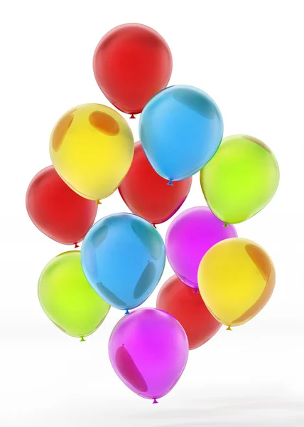 Fliegen bunte Ballons isoliert auf weißem Hintergrund. 3D-Illustration — Stockfoto