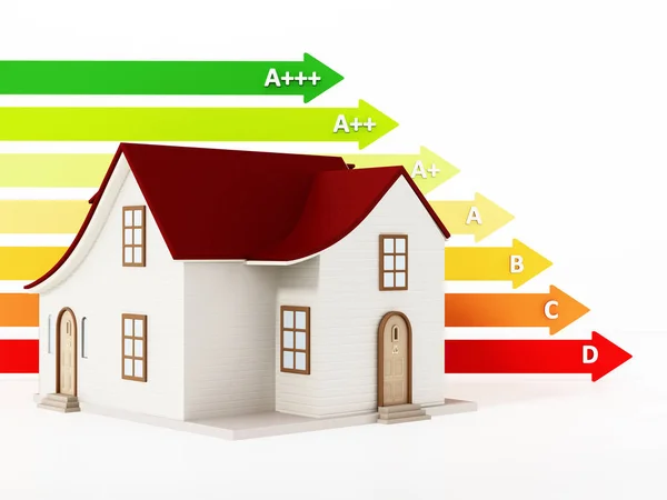 Energy saving chart and house. 3D illustration — Stock Photo, Image
