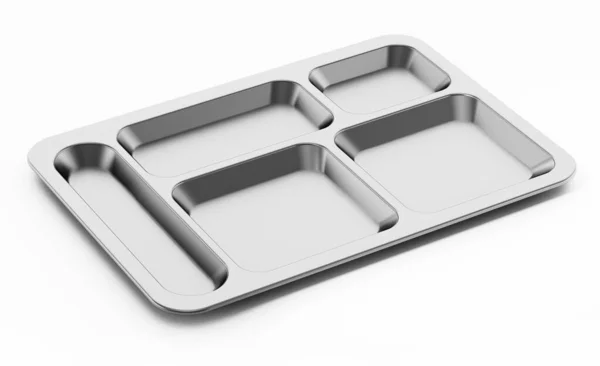 Metal table d'hote tray isolated on white background. 3D illustration — Stock Photo, Image