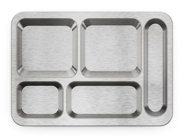 Metallbord d 'hote bricka isolerad på vit bakgrund. 3D-illustration — Stockfoto