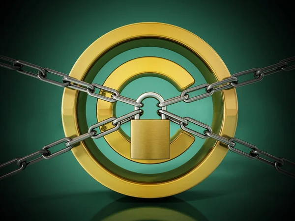 Padlock Chained Copyright Symbol Illustration — Stock Photo, Image
