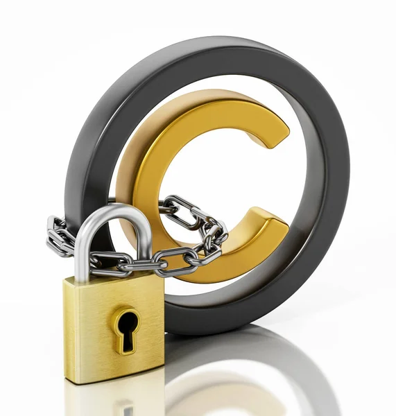Padlock Chained Copyright Symbol Illustration — Stock Photo, Image