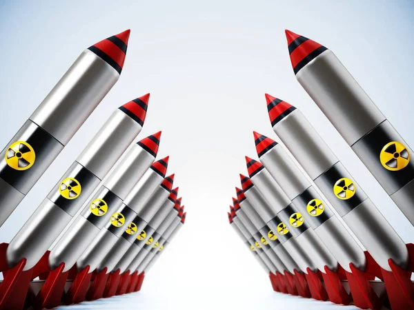 Nukleáris Rakéták Egymás Után Illusztráció — Stock Fotó