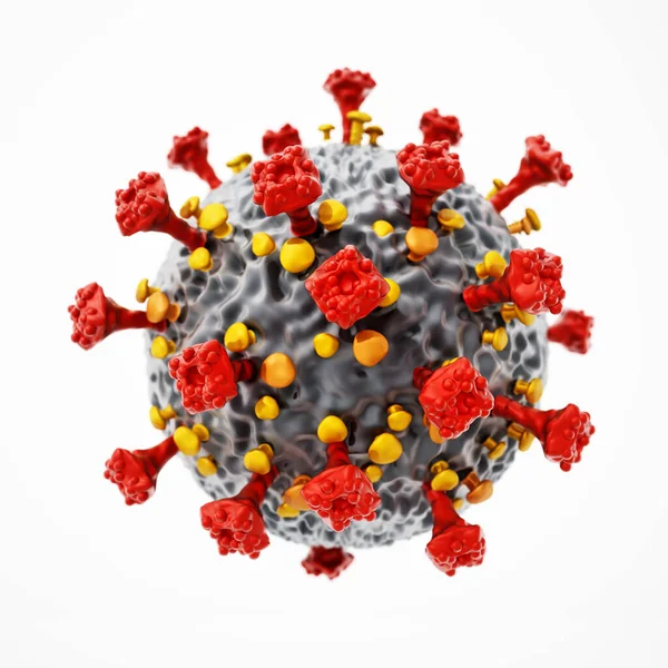 Beyaz arka planda izole edilmiş genel bir virüs. 3B illüstrasyon.