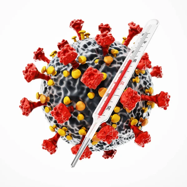 Virus Générique Thermomètre Isolés Sur Fond Blanc Illustration — Photo