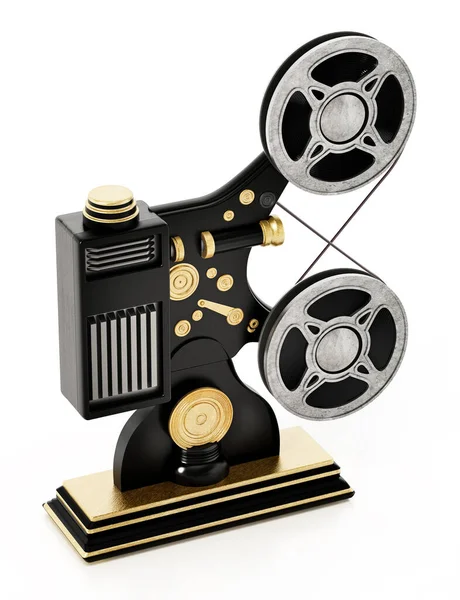 Vintage Film Projektor Elszigetelt Fehér Háttérrel Illusztráció — Stock Fotó