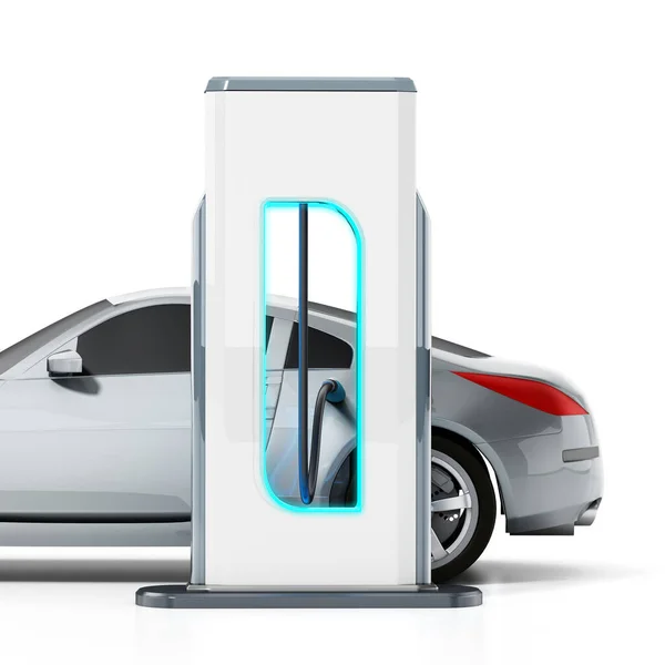Car Standing Charging Station Connected Cord Illustration — Stock Photo, Image