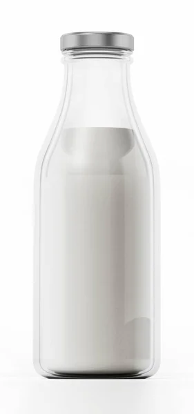 Botella Leche Aislada Sobre Fondo Blanco Ilustración — Foto de Stock