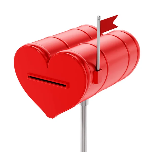 閉じた赤いハート型のメールボックス 3Dイラスト — ストック写真