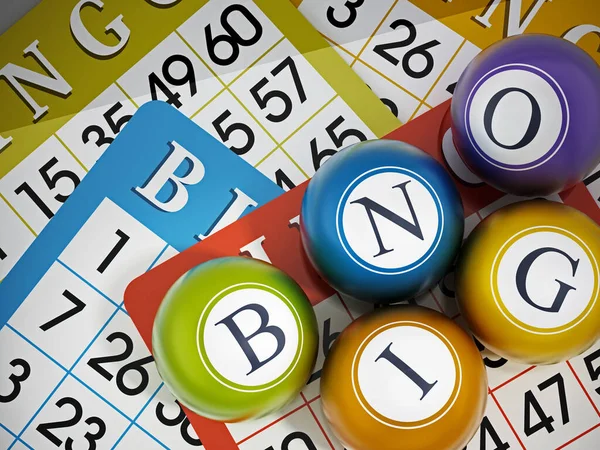 Bingo Spel Kaarten Ballen Vormen Bingo Woord Illustratie — Stockfoto