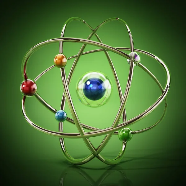 Modelo Átomo Ficticio Con Núcleo Esferas Órbita Ilustración — Foto de Stock