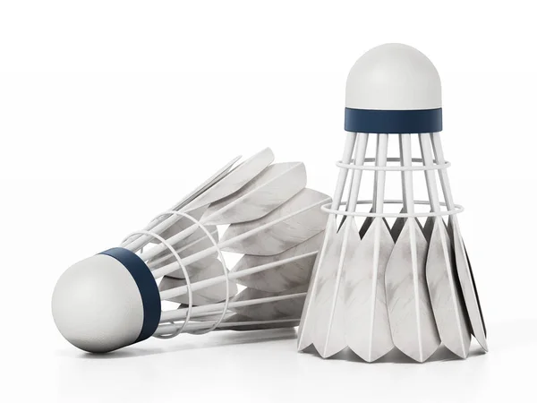 Badminton Shuttlecocks Raquetes Isoladas Fundo Branco Ilustração — Fotografia de Stock