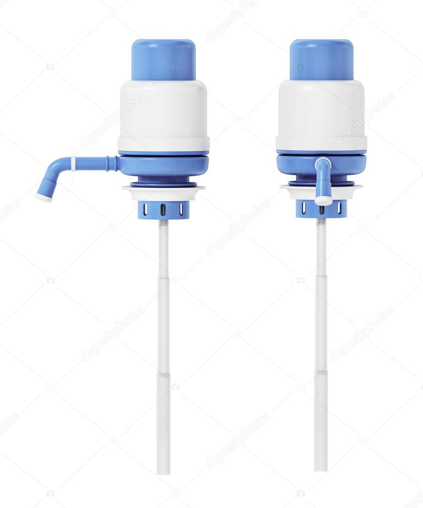 Generic water container pumps isolated on white background. 3D illustration.
