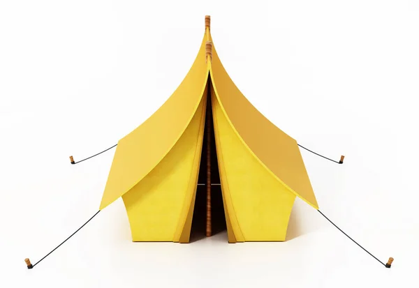 Tente Camping Jaune Isolé Sur Fond Blanc Illustration — Photo