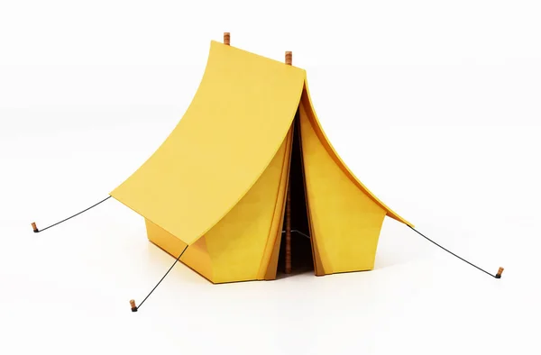 Tente Camping Jaune Isolé Sur Fond Blanc Illustration — Photo