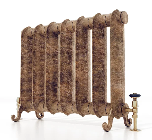 Vintage Radiator Geïsoleerd Witte Achtergrond Illustratie — Stockfoto