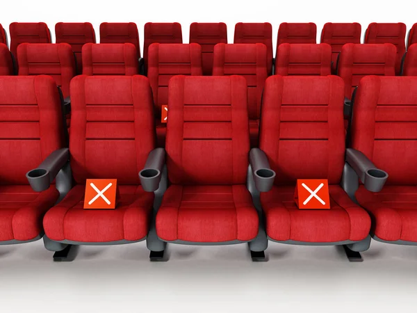 有交叉图标的电影院座位 3D插图 — 图库照片