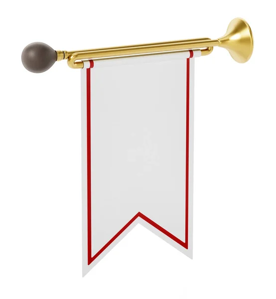 Trumpet White Flag Isolated White Background Illustration — Stock Photo, Image