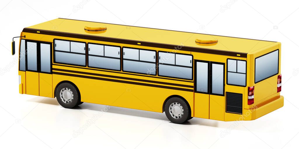 Generic city bus isolated on white background. 3D illustration.