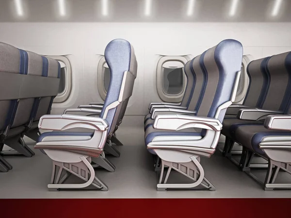 View Airplane Corridor Row Seats Illustration — Stock Photo, Image