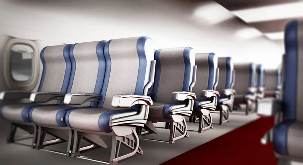 View Airplane Corridor Row Seats Illustration — Stock Photo, Image