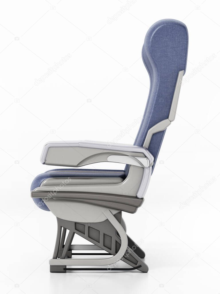 Airplane seat isolated on white background. 3D illustration.