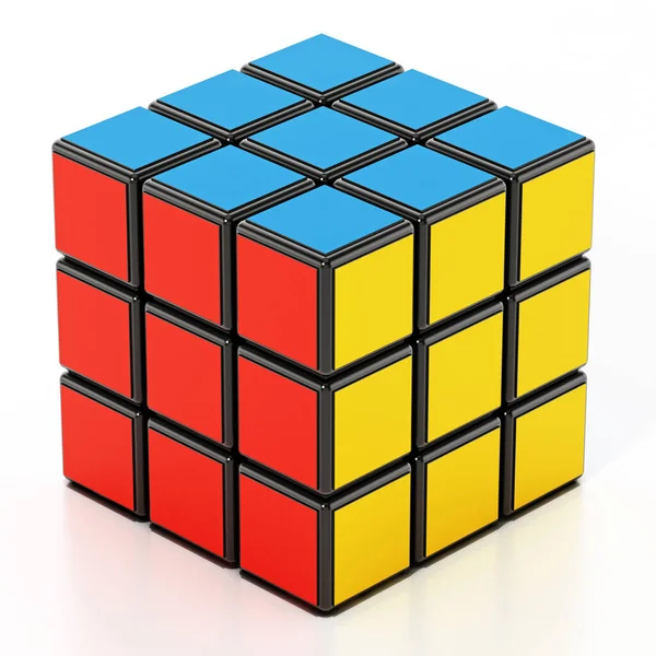 Colorful Puzzle Cube Isolated White Background Illustration — Stock Photo, Image