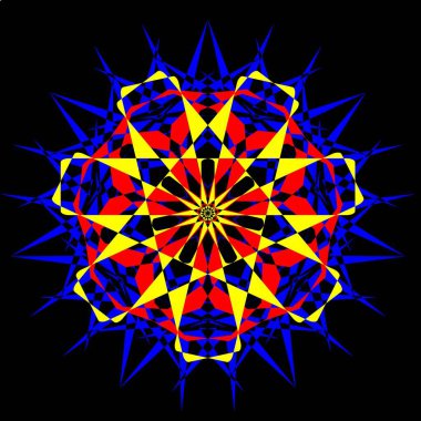 Kırmızı mavi çiçek mandala klonlama şekli geometrik şekil ikonu tasarımı grafiği