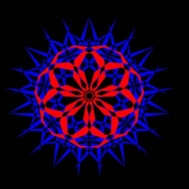 Kırmızı mavi çiçek mandala klonlama şekli geometrik şekil ikonu tasarımı grafiği