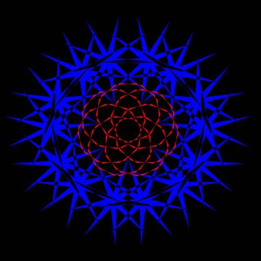 Kırmızı mavi çiçek mandala klonlama şekli geometrik şekil ikonu tasarımı grafiği