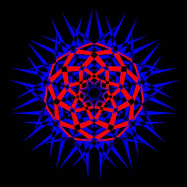 Kırmızı mavi çiçek mandala klonlama şekli geometrik şekil ikonu tasarımı grafiği