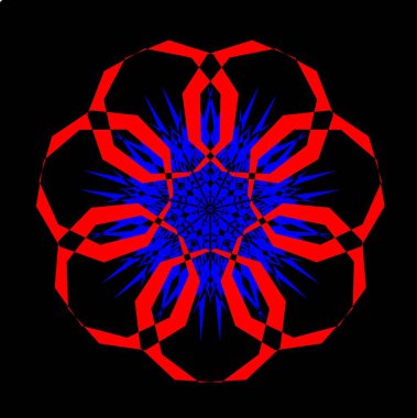 Kırmızı mavi çiçek mandala klonlama şekli geometrik şekil ikonu tasarımı grafiği