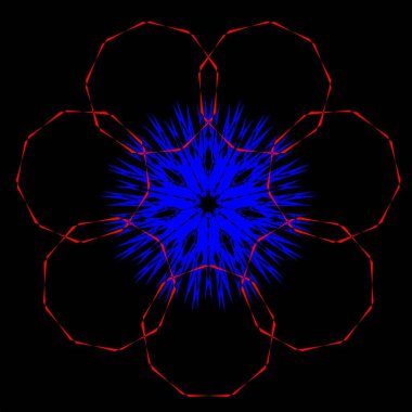 Kırmızı mavi çiçek mandala klonlama şekli geometrik şekil ikonu tasarımı grafiği