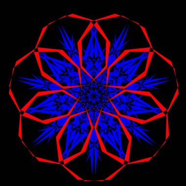 Kırmızı mavi çiçek mandala klonlama şekli geometrik şekil ikonu tasarımı grafiği