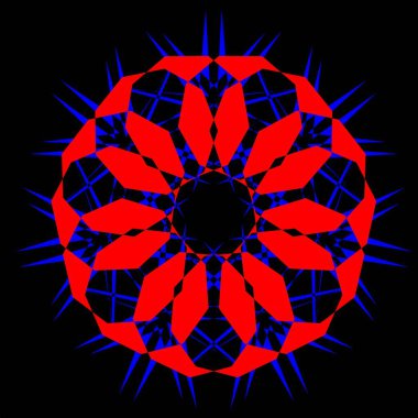 Kırmızı mavi çiçek mandala klonlama şekli geometrik şekil ikonu tasarımı grafiği