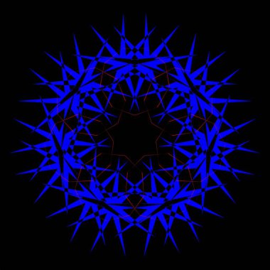 Kırmızı mavi çiçek mandala klonlama şekli geometrik şekil ikonu tasarımı grafiği