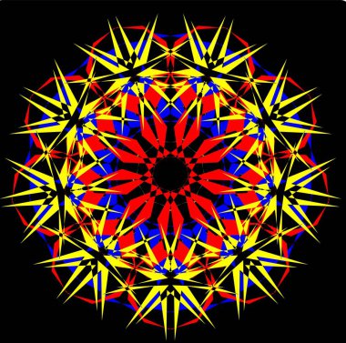 Kırmızı mavi çiçek mandala klonlama şekli geometrik şekil ikonu tasarımı grafiği