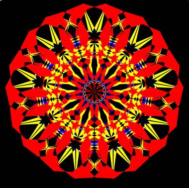 Kırmızı mavi çiçek mandala klonlama şekli geometrik şekil ikonu tasarımı grafiği