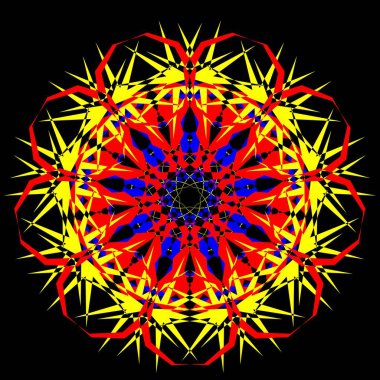 Kırmızı mavi çiçek mandala klonlama şekli geometrik şekil ikonu tasarımı grafiği