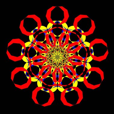 Kırmızı mavi çiçek mandala klonlama şekli geometrik şekil ikonu tasarımı grafiği