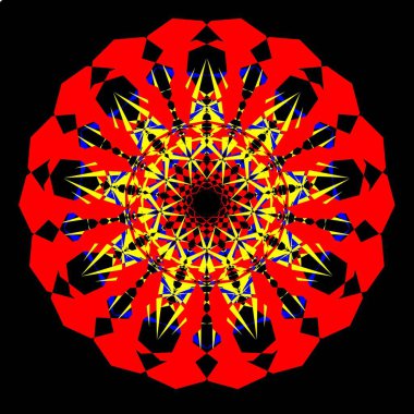 Kırmızı mavi çiçek mandala klonlama şekli geometrik şekil ikonu tasarımı grafiği