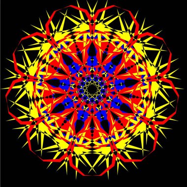 Kırmızı mavi çiçek mandala klonlama şekli geometrik şekil ikonu tasarımı grafiği