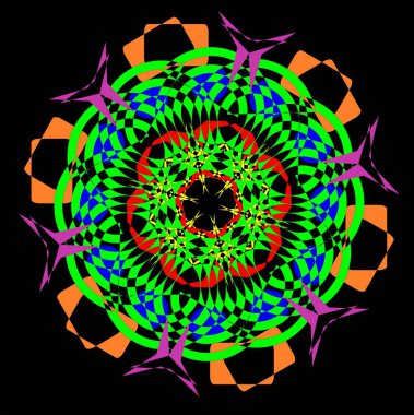 Kırmızı mavi çiçek mandala klonlama şekli geometrik şekil ikonu tasarımı grafiği