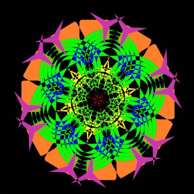 Kırmızı mavi çiçek mandala klonlama şekli geometrik şekil ikonu tasarımı grafiği