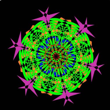 Kırmızı mavi çiçek mandala klonlama şekli geometrik şekil ikonu tasarımı grafiği