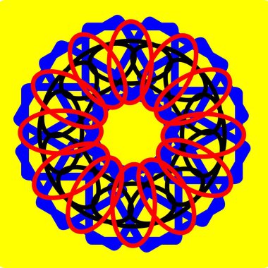 Kırmızı mavi çiçek mandala klonlama şekli geometrik şekil ikonu tasarımı grafiği